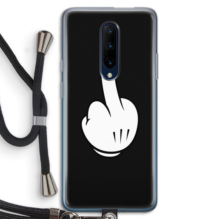 Middle finger black: OnePlus 7 Pro Transparant Hoesje met koord