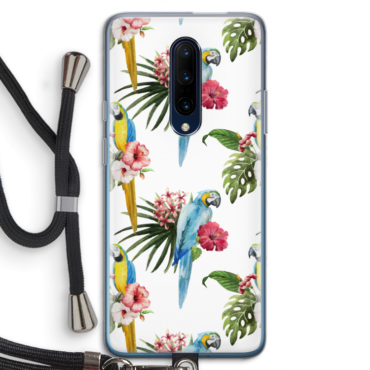Kleurrijke papegaaien: OnePlus 7 Pro Transparant Hoesje met koord
