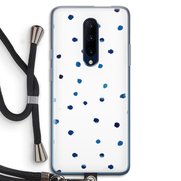 Blauwe stippen: OnePlus 7 Pro Transparant Hoesje met koord