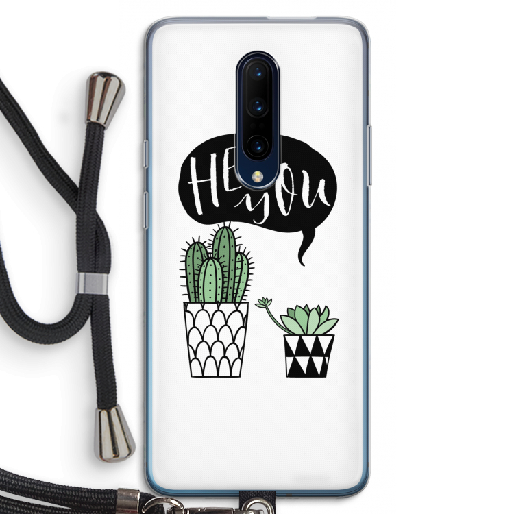Hey you cactus: OnePlus 7 Pro Transparant Hoesje met koord