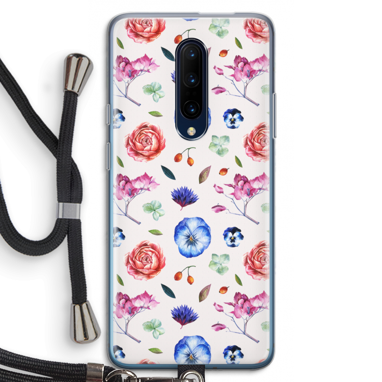 Bloemetjes: OnePlus 7 Pro Transparant Hoesje met koord