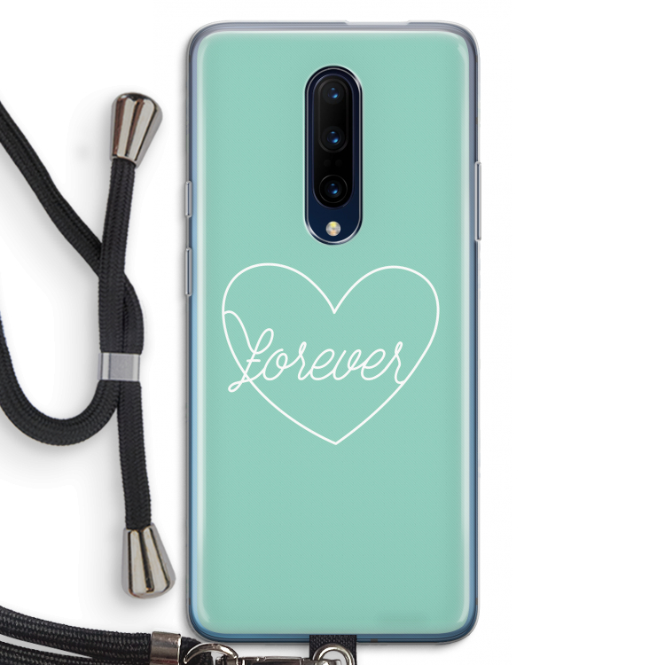 Forever heart pastel: OnePlus 7 Pro Transparant Hoesje met koord