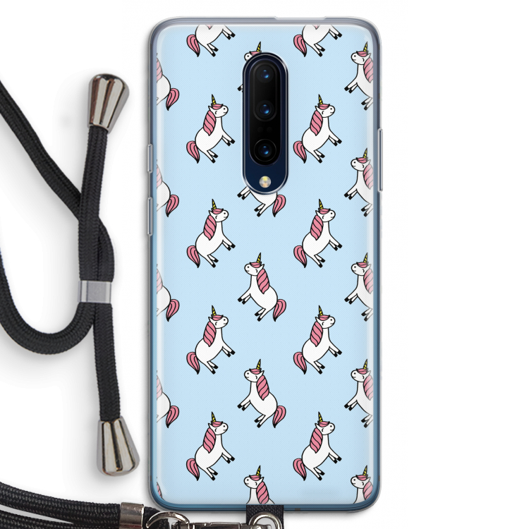 Eenhoorns overal: OnePlus 7 Pro Transparant Hoesje met koord