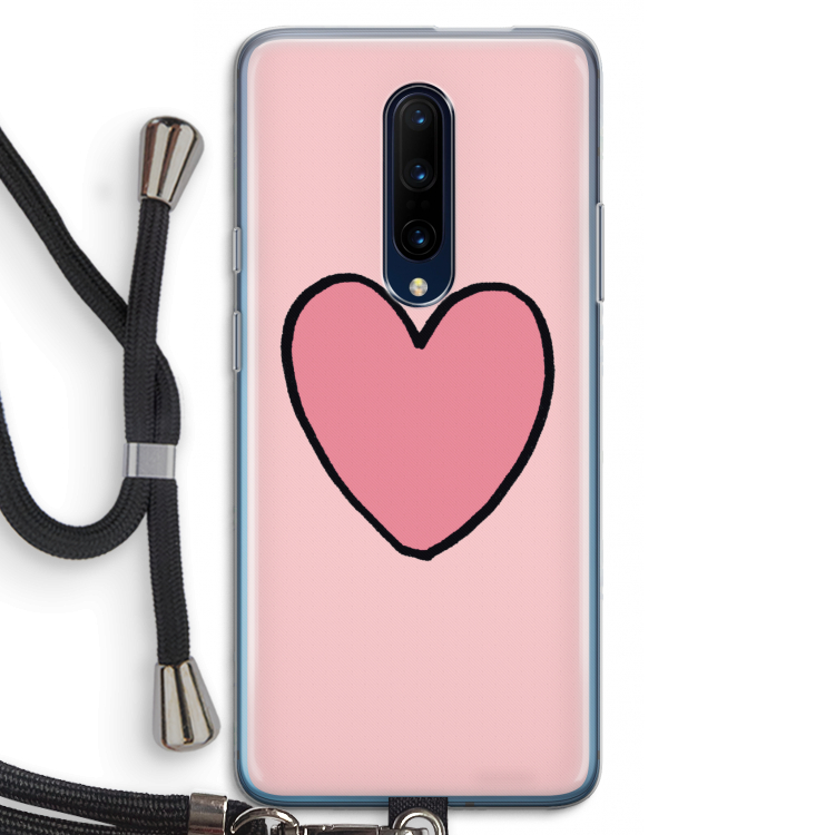 Hartje: OnePlus 7 Pro Transparant Hoesje met koord