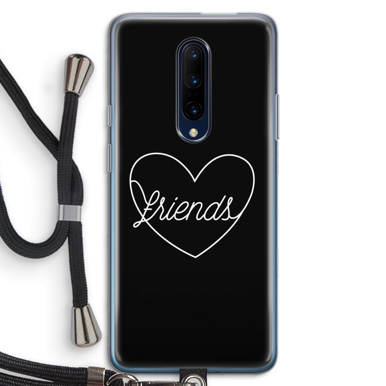 Friends heart black: OnePlus 7 Pro Transparant Hoesje met koord