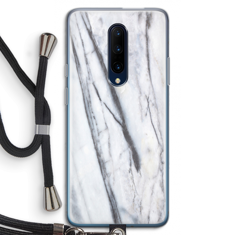 Gestreepte marmer: OnePlus 7 Pro Transparant Hoesje met koord