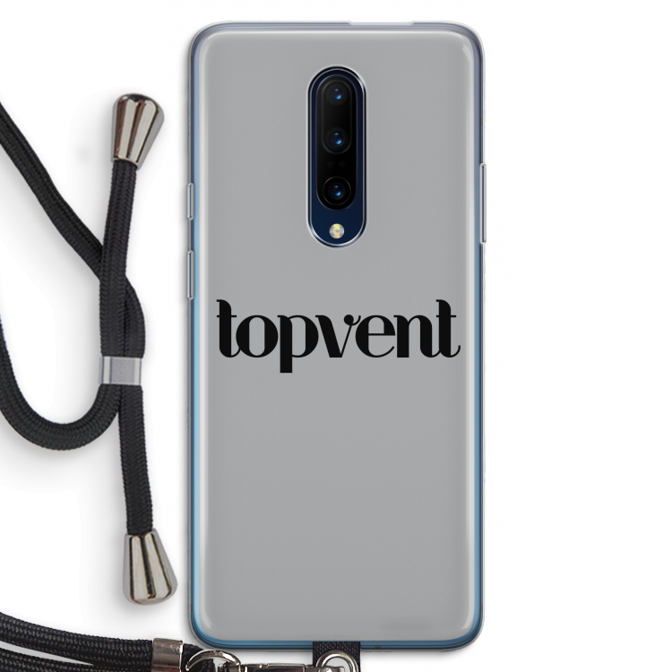 Topvent Grijs Zwart: OnePlus 7 Pro Transparant Hoesje met koord