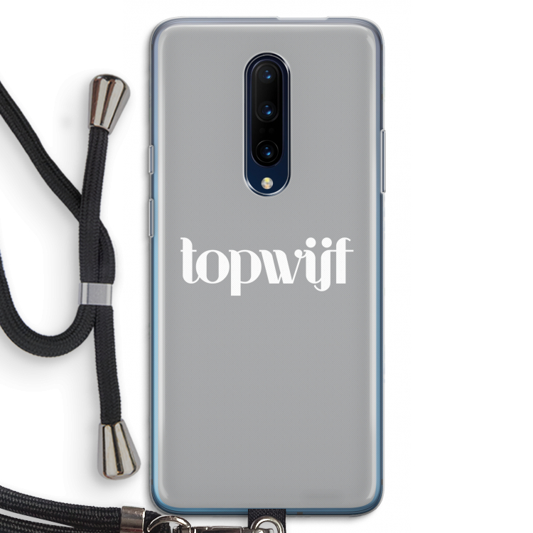 Topwijf Grijs Wit: OnePlus 7 Pro Transparant Hoesje met koord