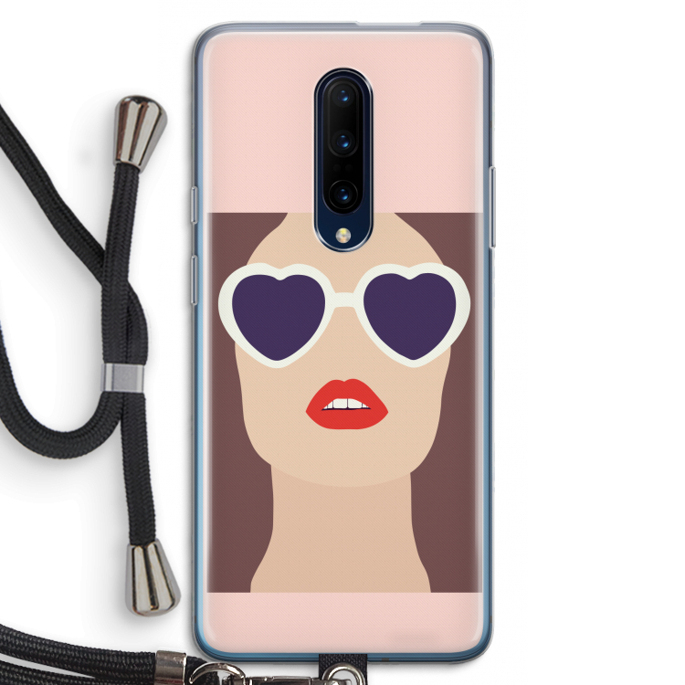 Red lips: OnePlus 7 Pro Transparant Hoesje met koord