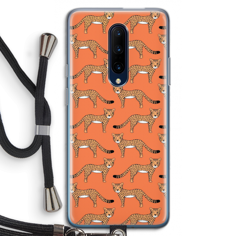 Cheetah: OnePlus 7 Pro Transparant Hoesje met koord