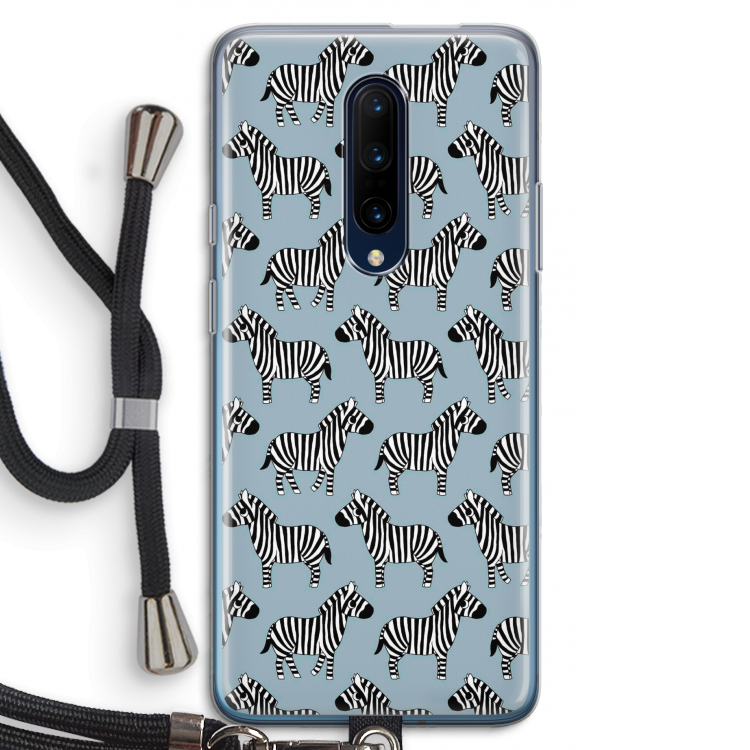 Zebra: OnePlus 7 Pro Transparant Hoesje met koord