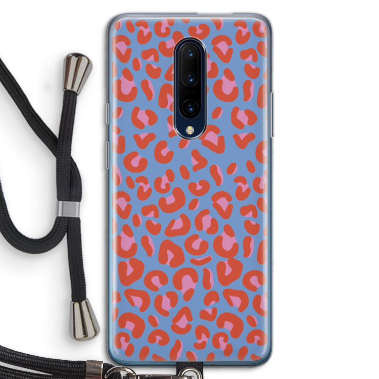 Leopard blue: OnePlus 7 Pro Transparant Hoesje met koord