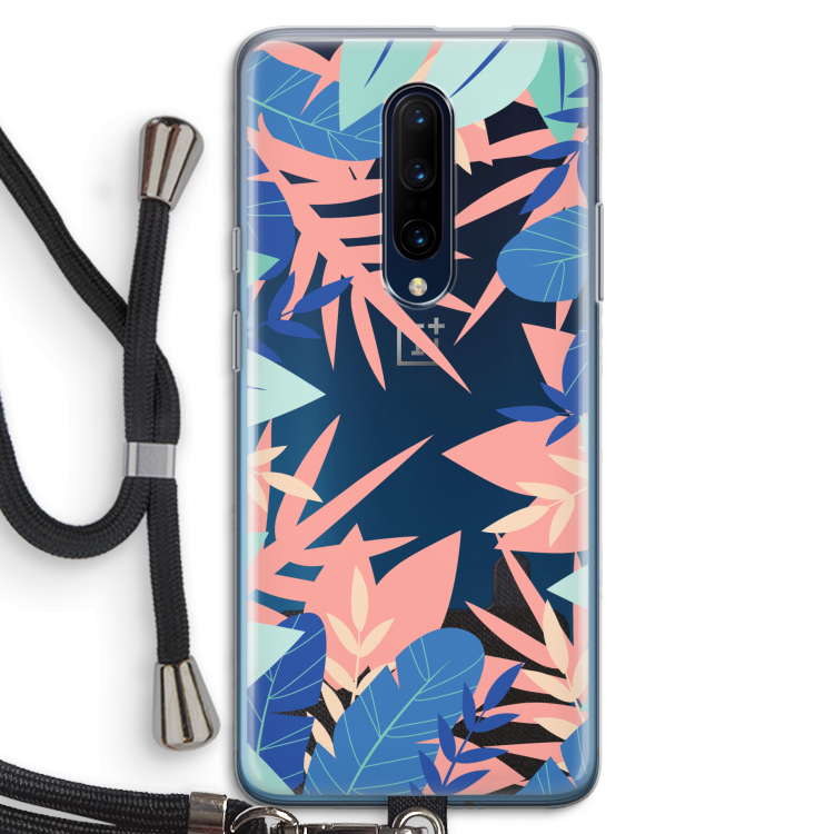 Tropisch: OnePlus 7 Pro Transparant Hoesje met koord