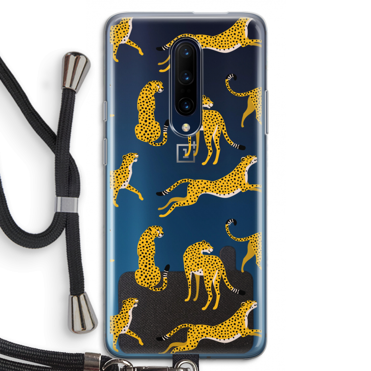 Luipaard: OnePlus 7 Pro Transparant Hoesje met koord