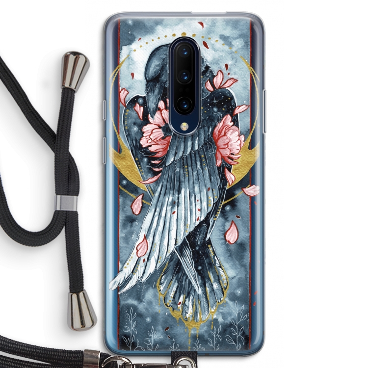 Golden Raven: OnePlus 7 Pro Transparant Hoesje met koord