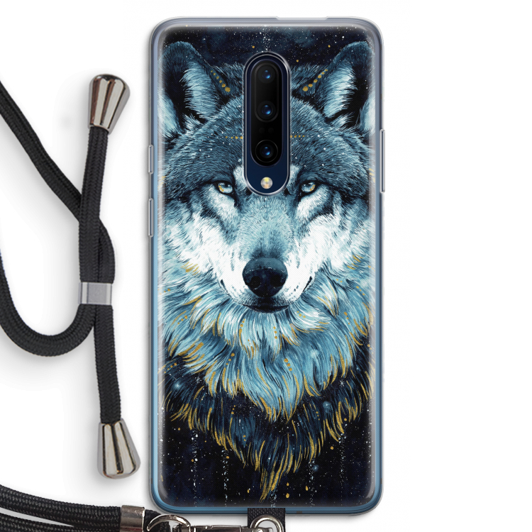 Darkness Wolf: OnePlus 7 Pro Transparant Hoesje met koord