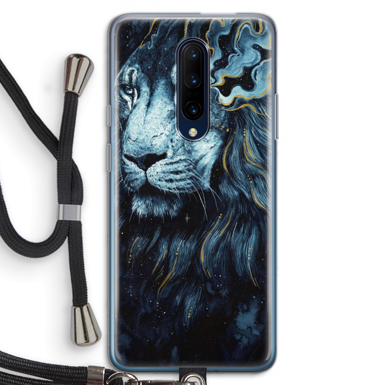 Darkness Lion: OnePlus 7 Pro Transparant Hoesje met koord