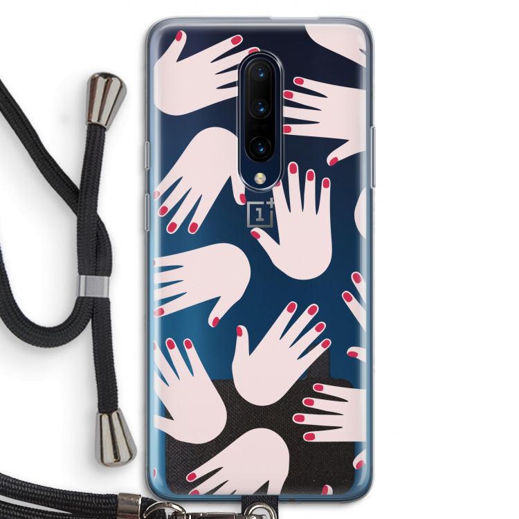 Hands pink: OnePlus 7 Pro Transparant Hoesje met koord