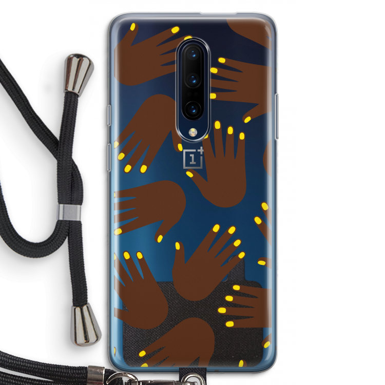 Hands dark: OnePlus 7 Pro Transparant Hoesje met koord