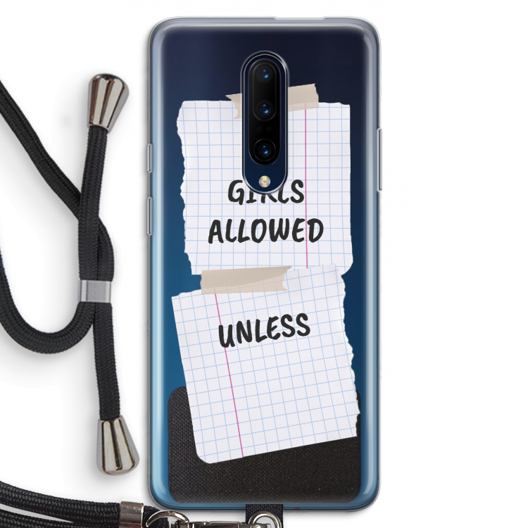 No Girls Allowed Unless: OnePlus 7 Pro Transparant Hoesje met koord