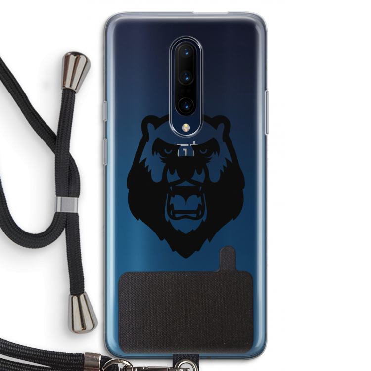 Angry Bear (black): OnePlus 7 Pro Transparant Hoesje met koord