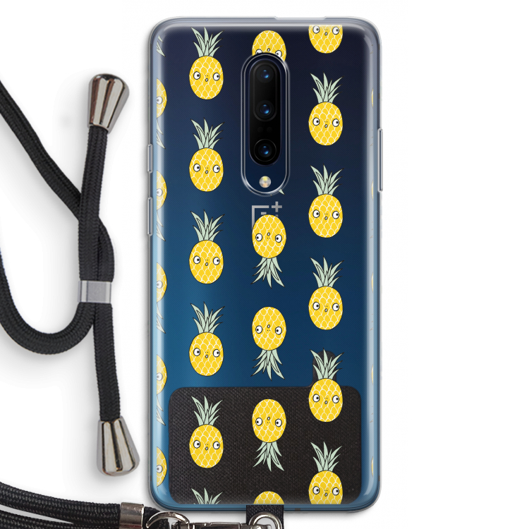 Ananas: OnePlus 7 Pro Transparant Hoesje met koord