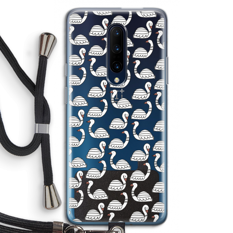 Zwanen: OnePlus 7 Pro Transparant Hoesje met koord