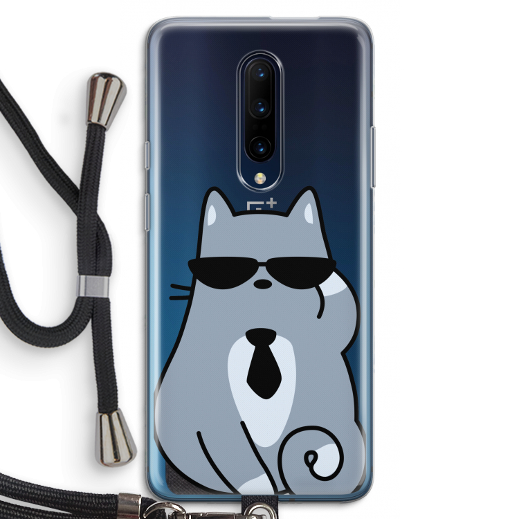 Cool cat: OnePlus 7 Pro Transparant Hoesje met koord