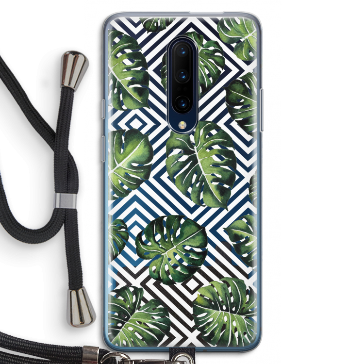 Geometrische jungle: OnePlus 7 Pro Transparant Hoesje met koord