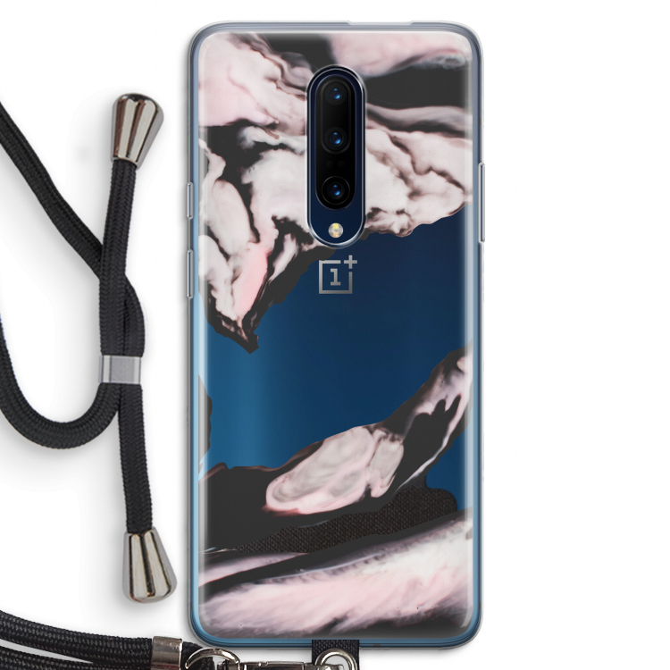 Roze stroom: OnePlus 7 Pro Transparant Hoesje met koord