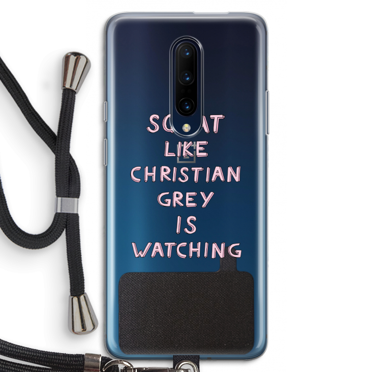 Christian Grey: OnePlus 7 Pro Transparant Hoesje met koord