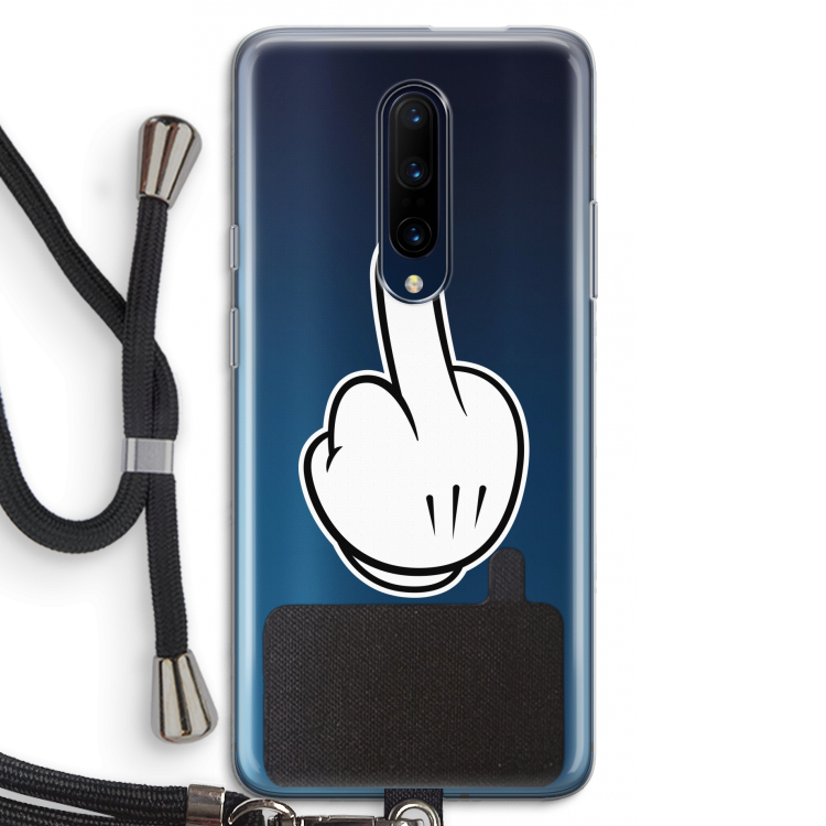 Middle finger white: OnePlus 7 Pro Transparant Hoesje met koord