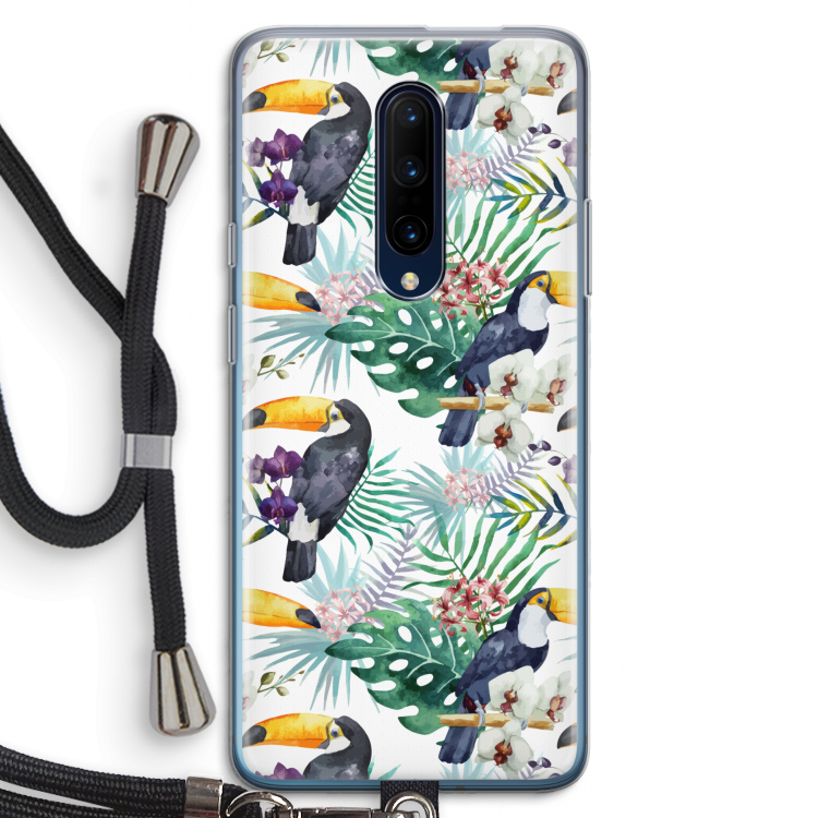 Tukans: OnePlus 7 Pro Transparant Hoesje met koord