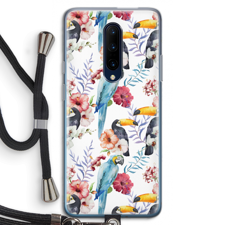Bloemen tukan: OnePlus 7 Pro Transparant Hoesje met koord