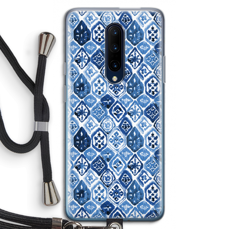 Blauw motief: OnePlus 7 Pro Transparant Hoesje met koord