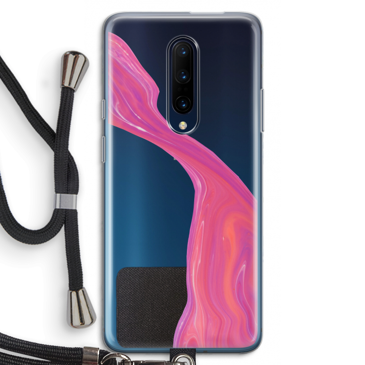 Paarse stroom: OnePlus 7 Pro Transparant Hoesje met koord