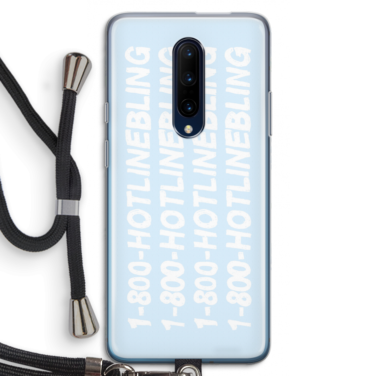 Hotline bling blue: OnePlus 7 Pro Transparant Hoesje met koord