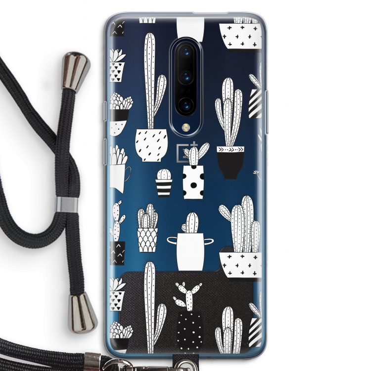Cactusmotief: OnePlus 7 Pro Transparant Hoesje met koord