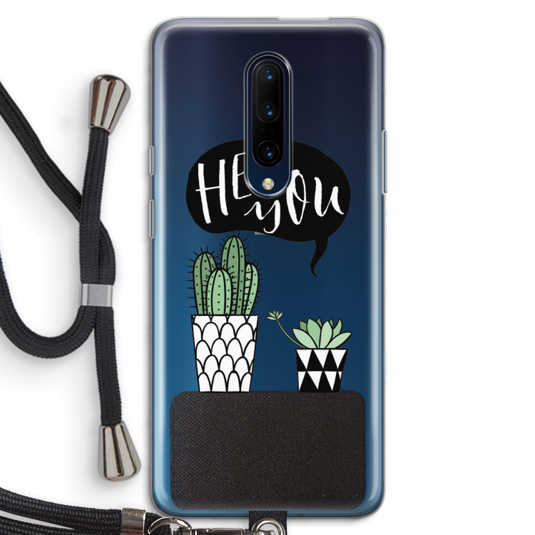 Hey you cactus: OnePlus 7 Pro Transparant Hoesje met koord