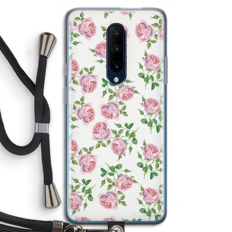 Kleine roosjes: OnePlus 7 Pro Transparant Hoesje met koord
