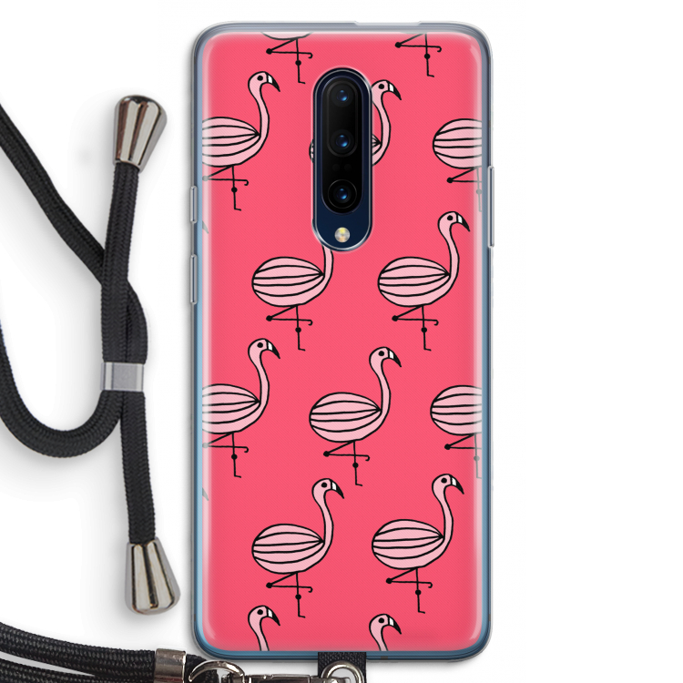 Flamingo: OnePlus 7 Pro Transparant Hoesje met koord