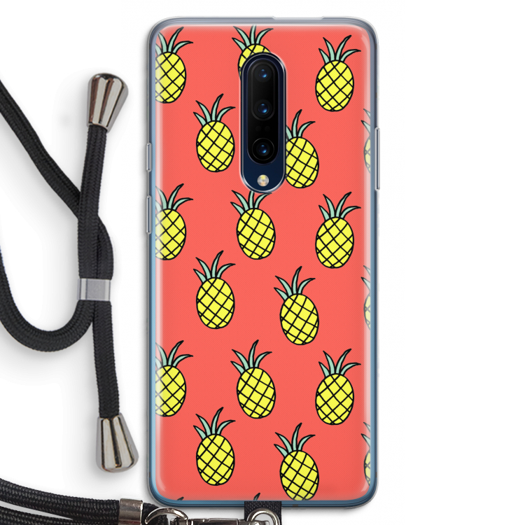 Ananas: OnePlus 7 Pro Transparant Hoesje met koord