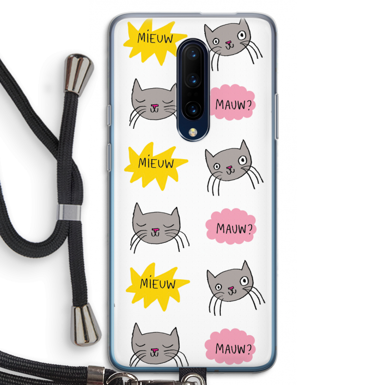 Meow: OnePlus 7 Pro Transparant Hoesje met koord