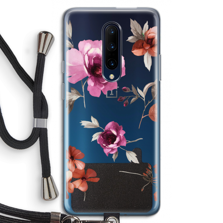 Geschilderde bloemen: OnePlus 7 Pro Transparant Hoesje met koord