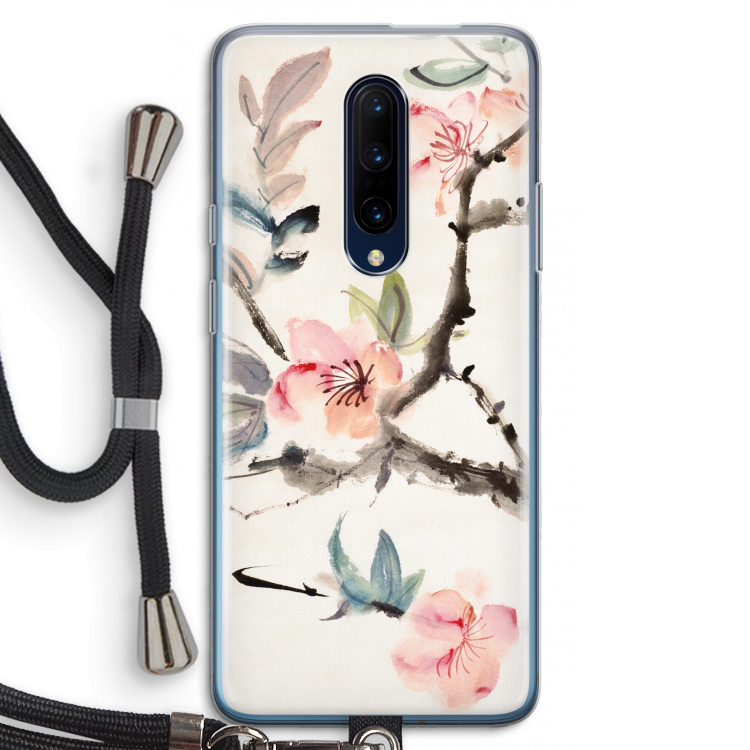 Japanse bloemen: OnePlus 7 Pro Transparant Hoesje met koord