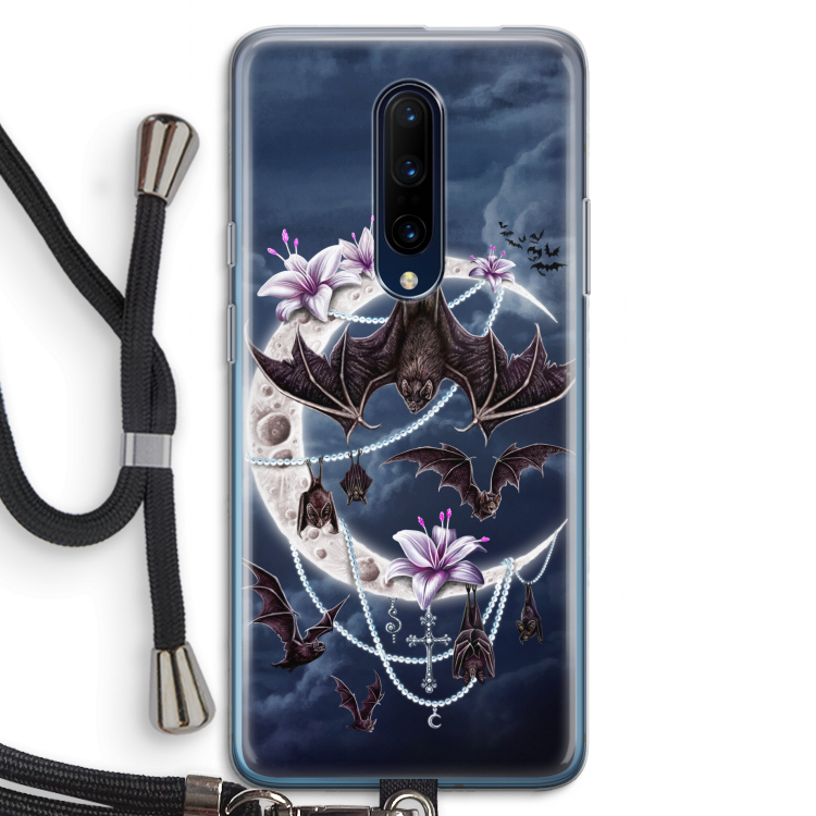 Vleermuizen Maan: OnePlus 7 Pro Transparant Hoesje met koord