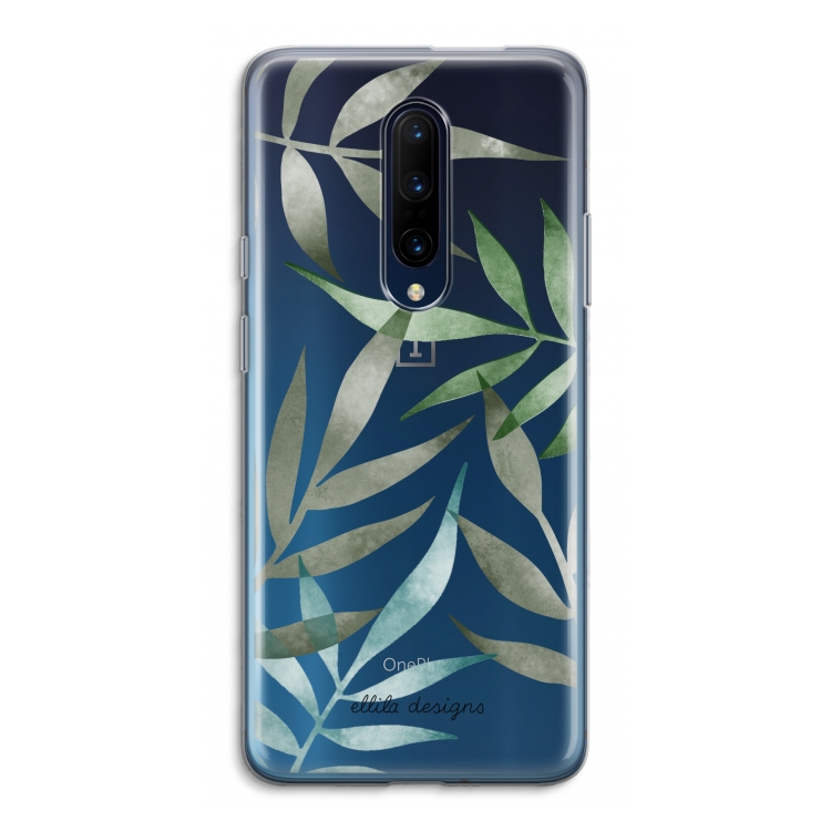 Tropical watercolor leaves: OnePlus 7 Pro Transparant Hoesje