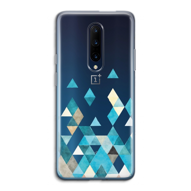 Gekleurde driehoekjes blauw: OnePlus 7 Pro Transparant Hoesje