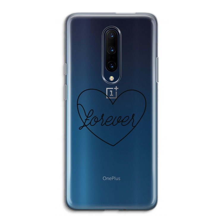 Forever heart black: OnePlus 7 Pro Transparant Hoesje
