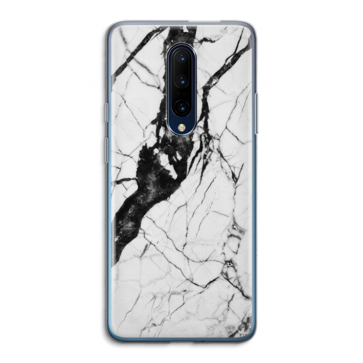 Witte marmer 2: OnePlus 7 Pro Transparant Hoesje